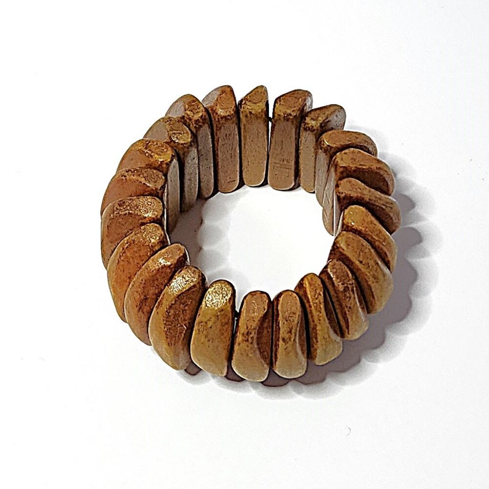 Vintage chunky wood stretch bracelet